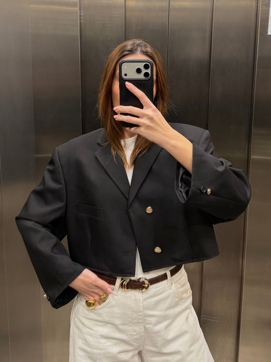 CROP GOLDEN BLAZER 002 vidalyestudio