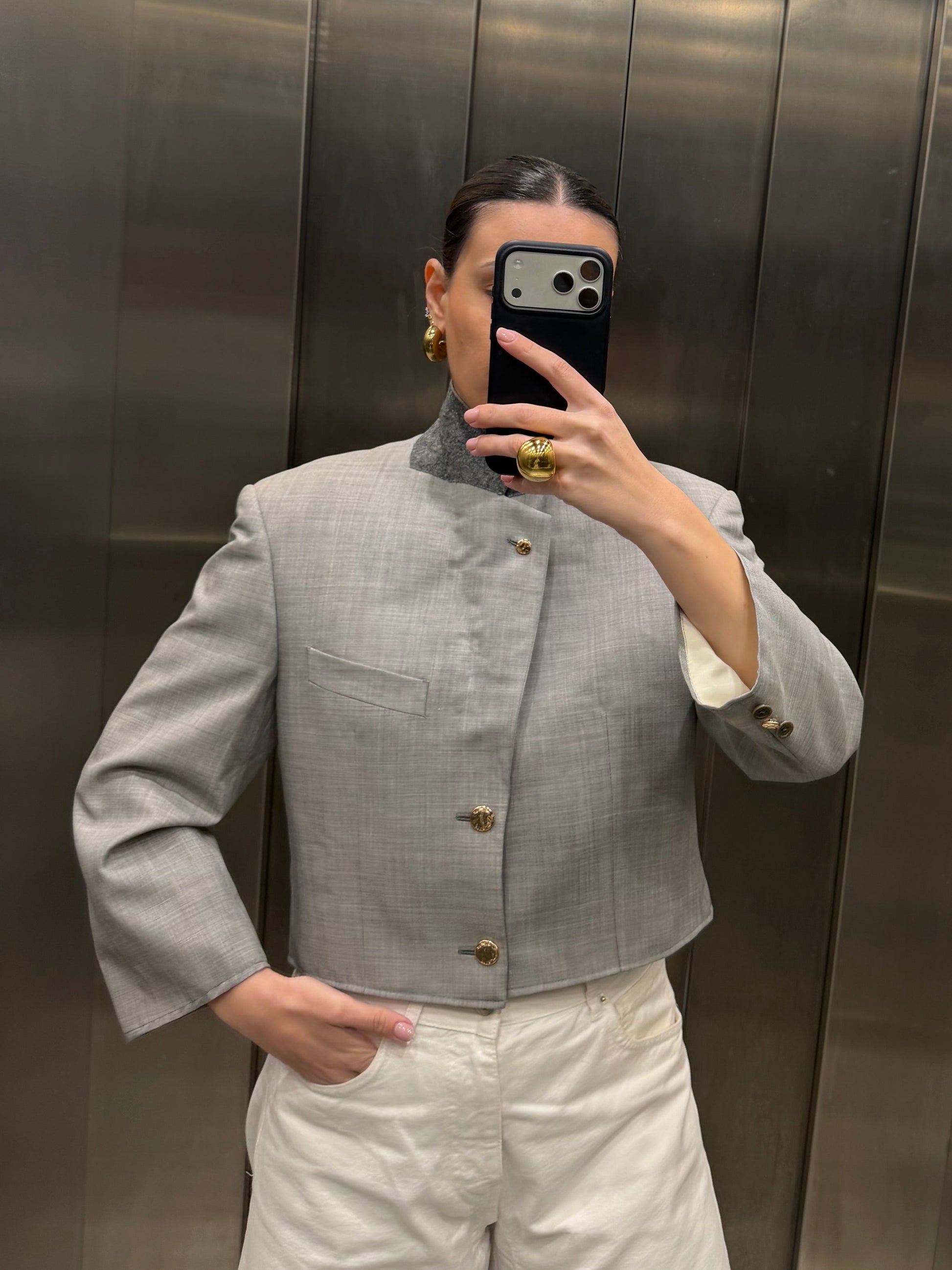 CROP GOLDEN BLAZER VALENTINO vidalyestudio