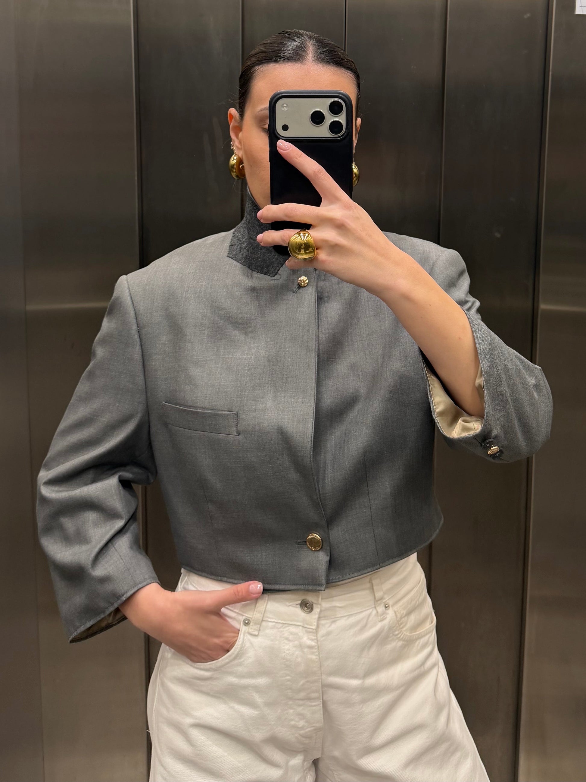 CROP GOLDEN BLAZER 057 vidalyestudio