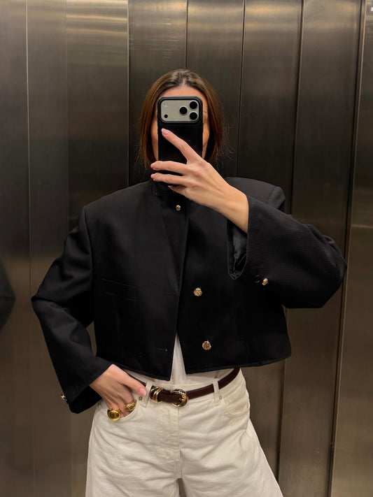 CROP GOLDEN BLAZER 002 vidalyestudio