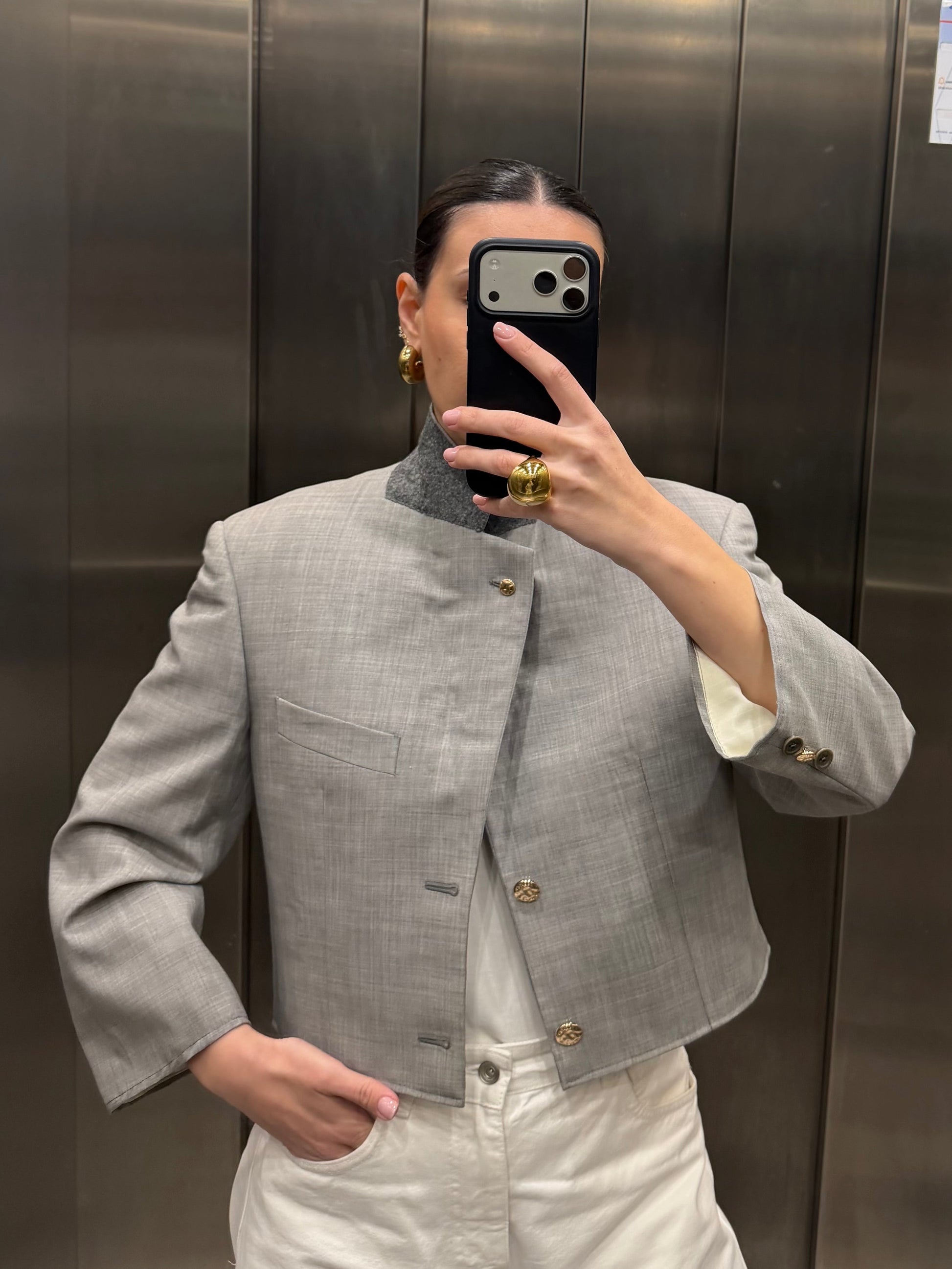 CROP GOLDEN BLAZER VALENTINO vidalyestudio