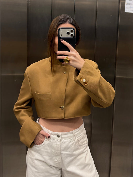CROP GOLDEN BLAZER vidalyestudio