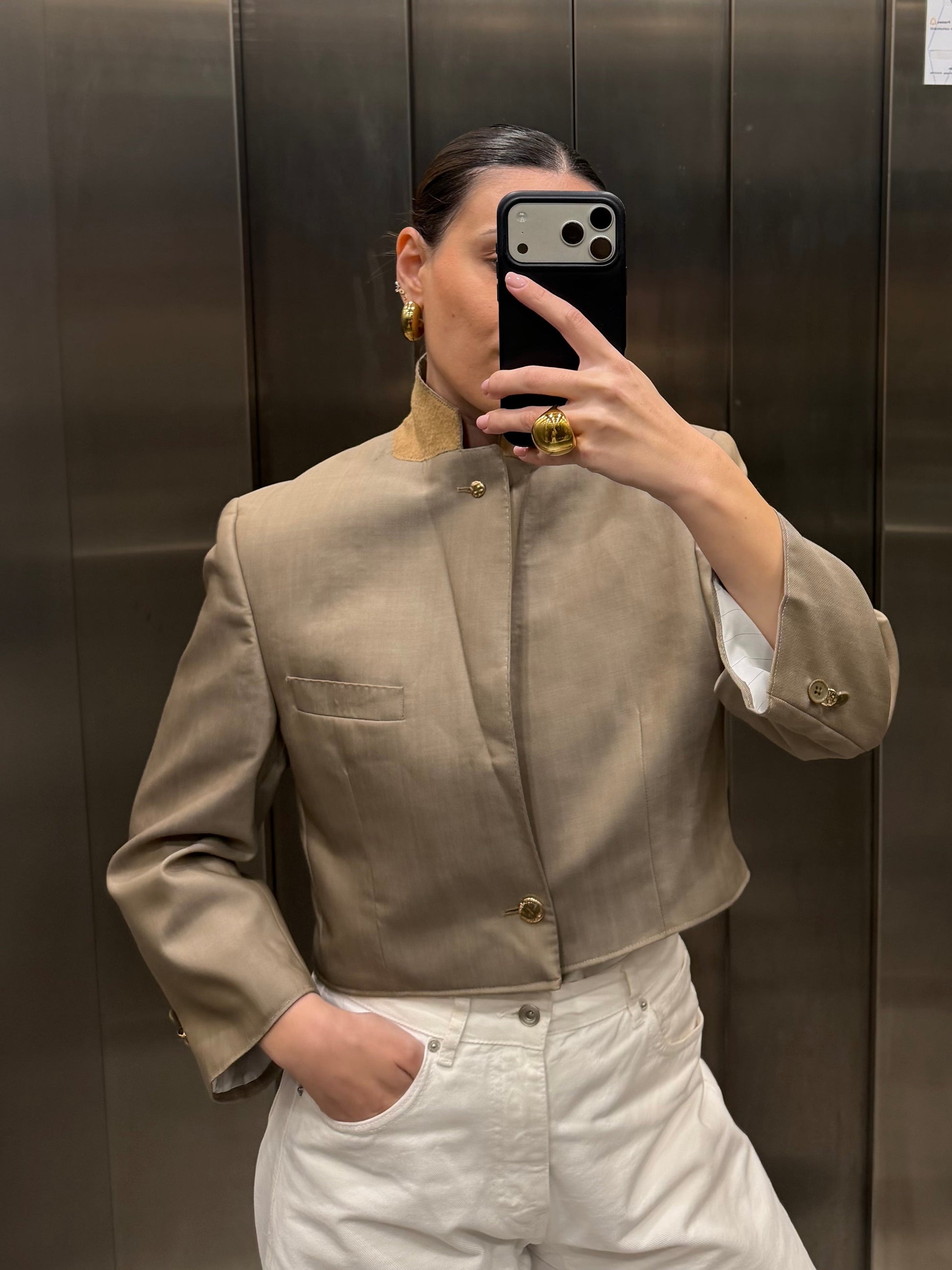 CROP GOLDEN BLAZER 052 vidalyestudio