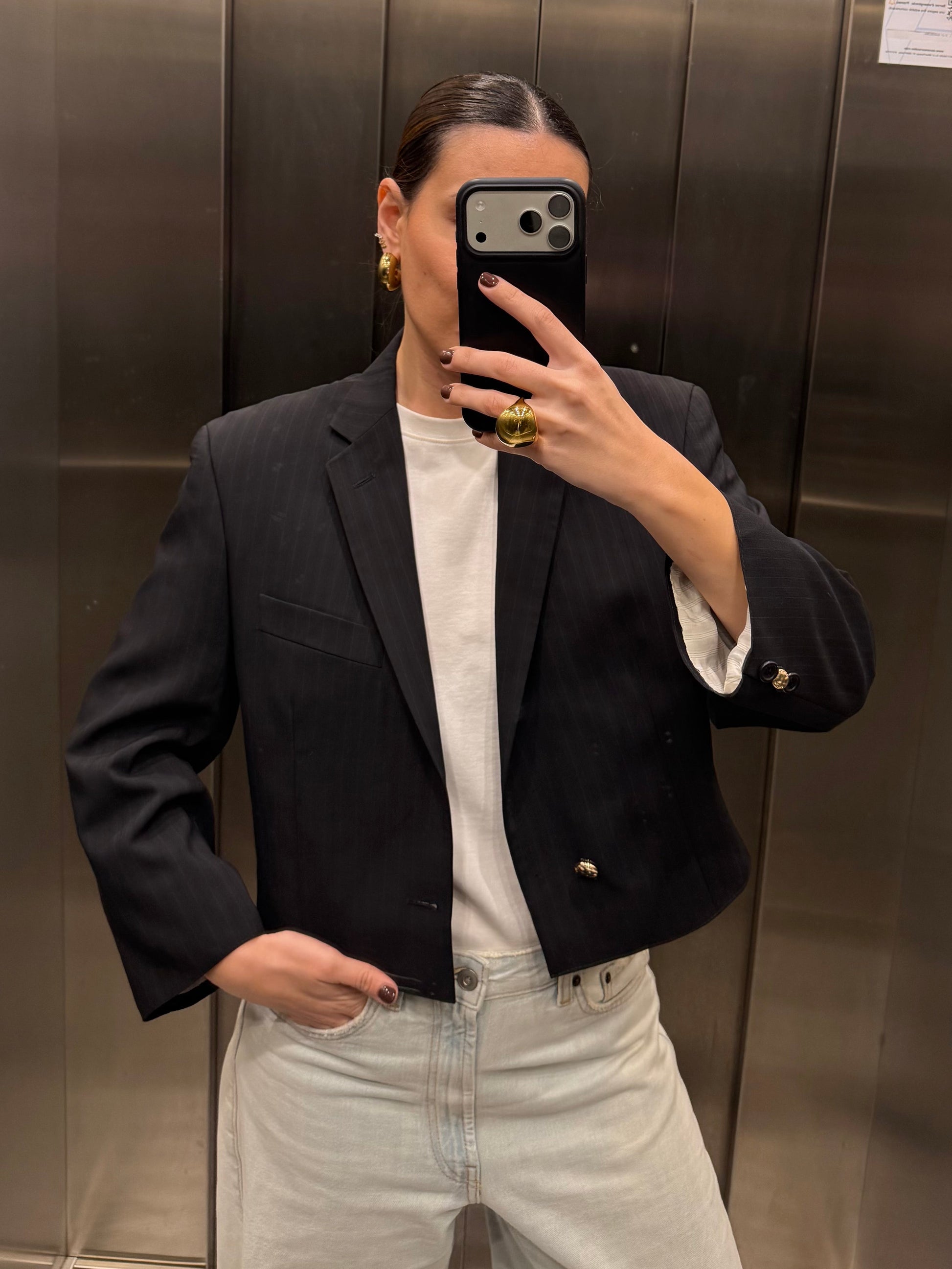 CROP GOLDEN BLAZER 047 vidalyestudio